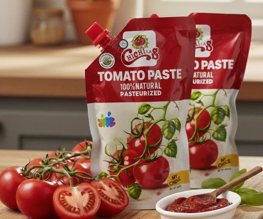 رب گوجه فرنگی پاکت 700 گرم با کیفیت بالا، رنگ طبیعی و طعم عالی؛ مناسب برای انواع غذاهای ایرانی با بسته‌بندی بهداشتی و اقتصادی.